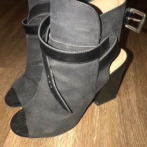 Buckled Peep-toe Booties